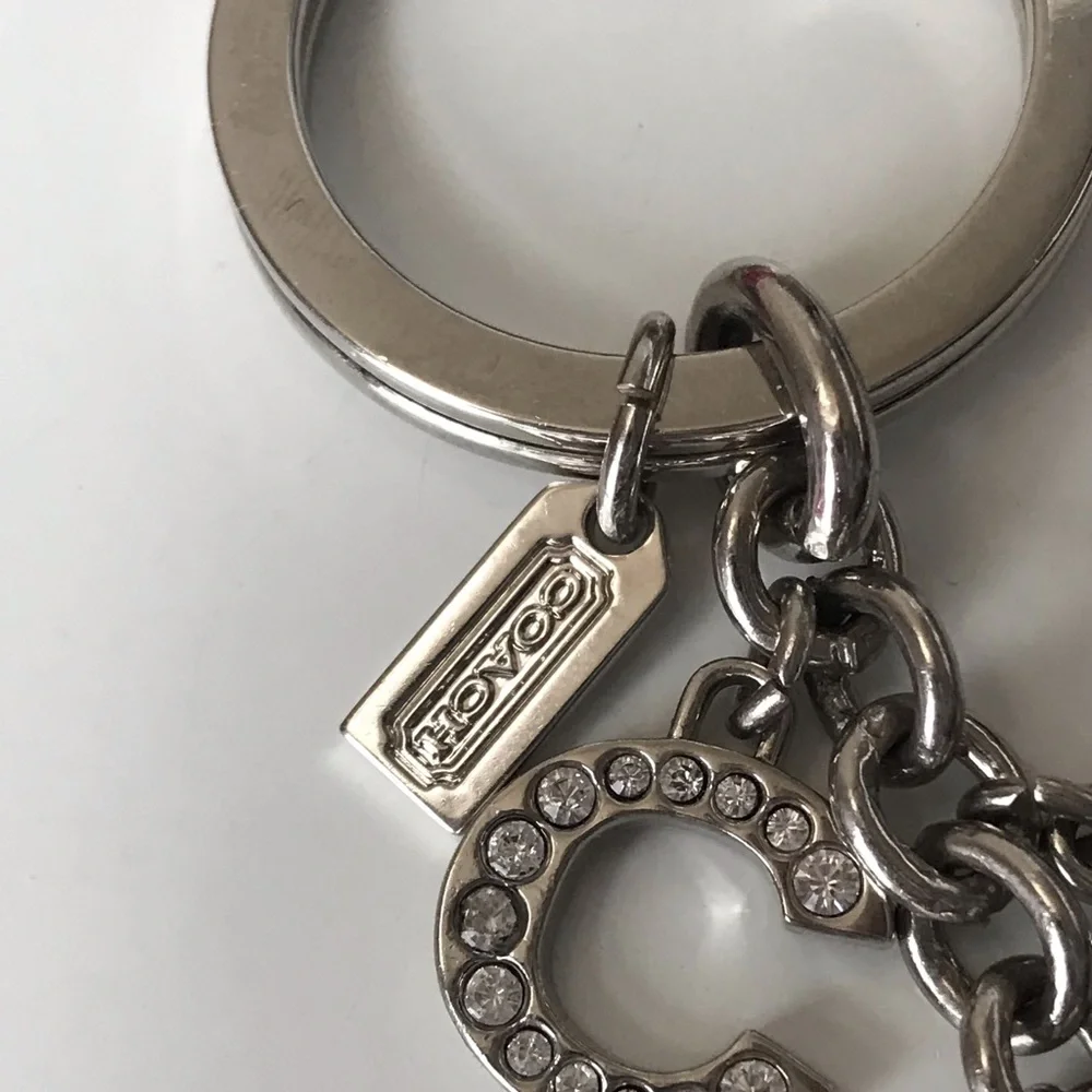 Coach Silver Crystal 'COACH' Letter Keychain